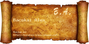 Bacskai Alex névjegykártya